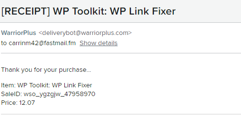 wp toolkit receipt