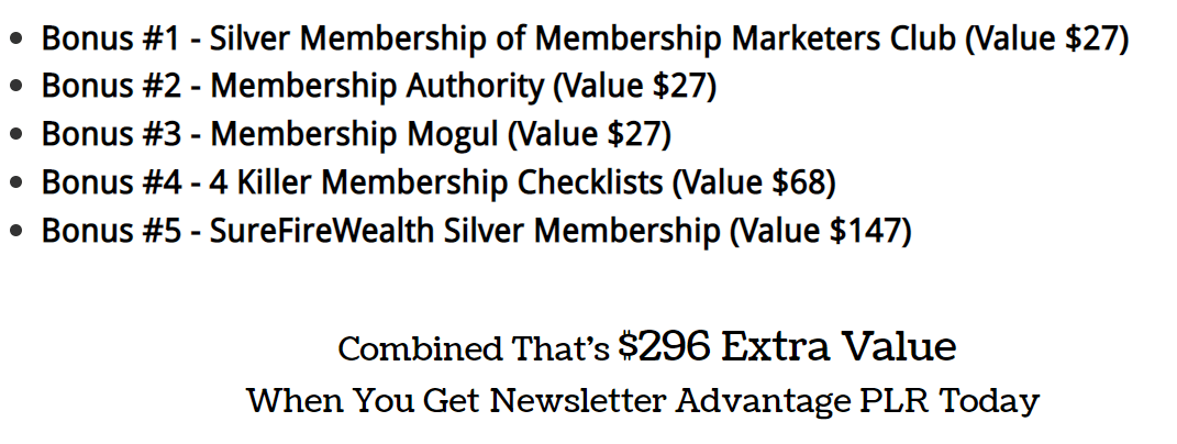 newsletter advantage bonuses