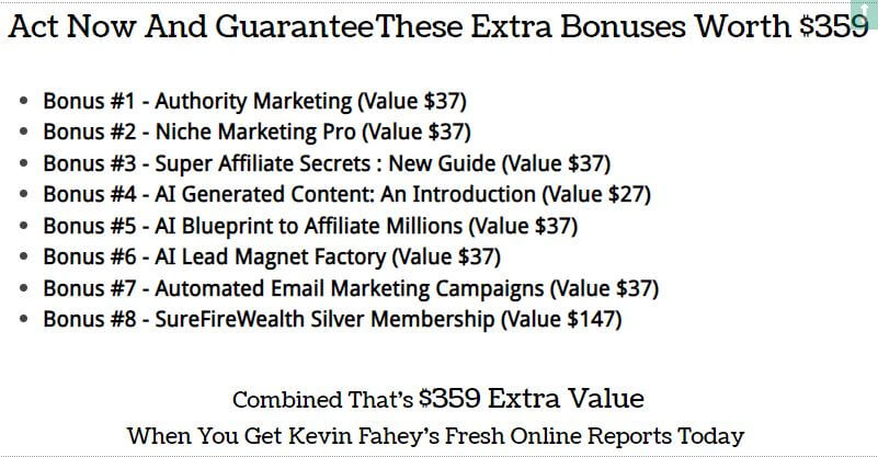 free online reports bonuses