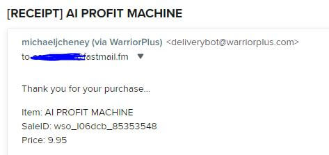 ai profit machine receipt