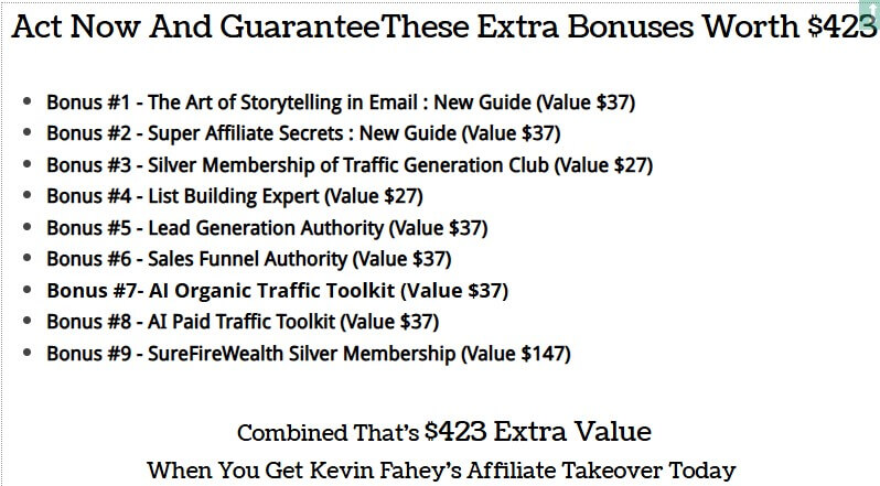 affiliate takeover bonuses